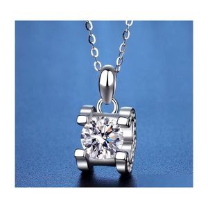 ペンダントネックレスクラシック1CT BLヘッドモイサナイトネックレスメッキ18Kホワイトゴールド925スターリングシエジェムストーンクラビクルアニバーサリードロップDHRMN