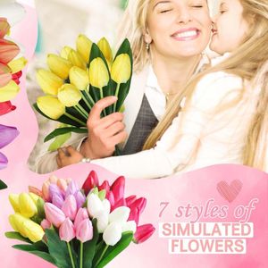 Decorative Flowers 1pcs 7-head Artificial Tulip Flower Mother's Day Gifts Plastic Bridal Wedding Bouquet Decoration Home Room Ornaments