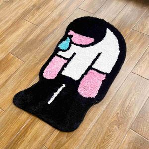 Halılar Tufting Sadness Adam Halı Kapatan Kapatan Anti Slip Pad Banyo Yumuşak Peluş Halı Yatak Odası Başucu Halı Komik Ev Odası Dekor T230519