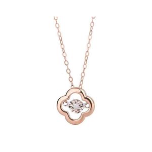 Pendant Necklaces Nines Fashion Dancing Diamond Real Gold 18 Karat Necklace Clover 18K Solid Drop Delivery Jewelry Pendants Otzva Dhzqu