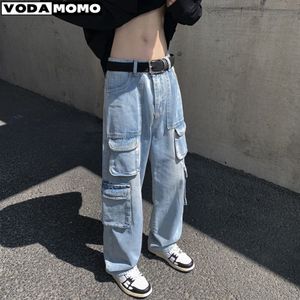 Mens Jeans Cargo Pants Men Vintage American High Street Trend Multipocket Baggy Ins Fashion Hiphop Couple Allmatch Wide Leg 230519