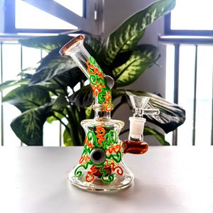 7 Inch Spray painting glass bongs dab rig of smoking hookah glass water pipe