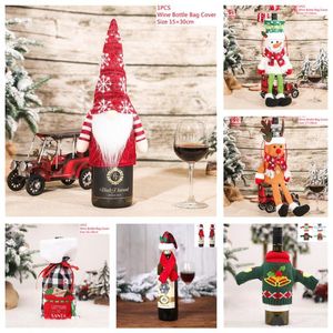 Christmas Decorations Santa Wine Bottle Bag Cover Retro Style Champagne Decor For Table Dinner Party Home Decoration Restaurant Family