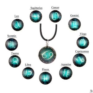 Anhänger Halsketten Neue Mode 12 Konstellation Halskette Design Sternzeichen Horoskop Für Frauen Männer Glas Cabochon Schmuck Dr Dhgarden Dhyba