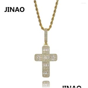 Colares pendentes Jinao Moda Class Colar Cubic Zircon Iced Out Chain Hip Hop Jewelry for Man Women Gifts Drop Pingents Pingents Dhdhs
