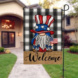 Patriotic Independence Day Garden Flag 4th of July Memorial Day American Burlap Flag for House Yard Outdoor Decor