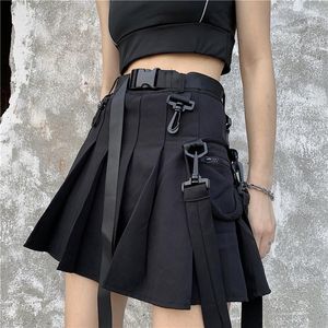 Skirts Black Punk Gothic Women Pleated Summer Harajuku Club High Waist Mini Skirt Girl Preppy Style A-Line Short