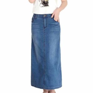 Capris 2022 New Fashion Lage Size High Waist Denim Skirt Women Summer Xlong Jeans Skirts女性カジュアルアラインスカートG454