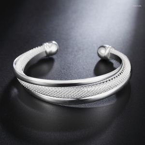 Bileklik Moda Fine Cuff Bangles 925 Pul ​​Kadınlar İçin Gümüş Bilezikler Düğün Noel Hediyeleri Cazibe Kız Öğrenci Takı