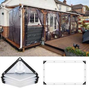 Other Garden Supplies Transparent Outdoor Tarpaulin 0.14/0.16mm PE Rainproof Garden Plant Cover Gazebo Pergola Canopy Dog Pet Window Windproof Awning G230519