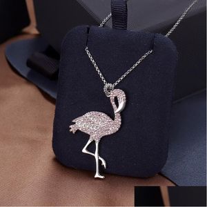 Anhänger Halsketten Charming Rosa Flamingo Halskette für Frauen 2022 Mode Vogel Anpassen Kette Schmuck Geschenk ZK30Pendant Drop Lieferung Stift DHPJW