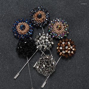 Brooches 10 Pcs/lot Men's Flower Lapel Pin Handmade Beaded Floral Boutonniere Brooch
