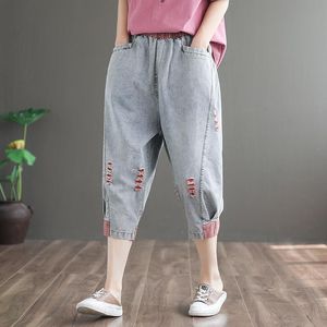 Jeans sju långa koreanska streetwear kvinnliga shorts jeans harajuku mode hög midja byxor stora femme byxor botten baggy vintage