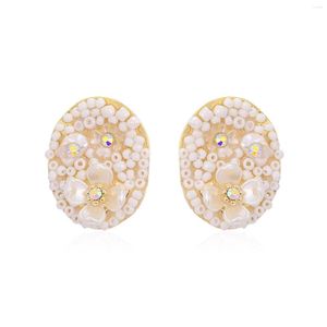 Stud Earrings Resin Flower Beads Round For Women Copper Pendant Earring Fashion Jewelry Boucle D'oreille Femme 2023