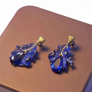 Studörhängen blad för kvinnor fin smycken kvinnlig gåva 925sterling silver med kubik zirkon olika färger