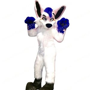 Performance Long Fur Husky Dog Mascot Costumes Carnival Hallowen Unisex vuxna Fancy Party Games outfit Holiday Outdoor Advertising Outfit Suit