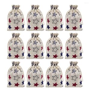 Gift Wrap 12 Pcs Pentagram Cloth Bag Cute Memorial Day Candy Bags Cartoon 4 July Linen Accessories Party