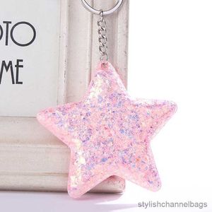 Keychains Cute Star Keychain Glitter Sequins Key Chain Gifts for Women Lovers Mujer Bag Key Ring K2200