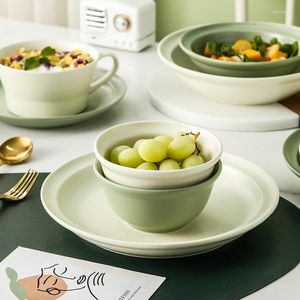 Тарелки милые ужин наборы посуды блюда керамика дома полная простая оригинальная кухня кухня Vaisselle кухня