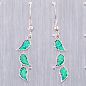 Dangle Earrings KONGMOON 3 Nature Leaf Shape Kiwi Green Fire Opal Silver Plated Jewelry For Women Drop