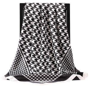 90x90 см. Шелковая шелк -атласная шерма Houndstooth Scarf Headscarfare Элегантный шарф Шал