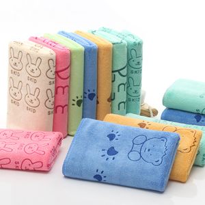 35x75cm Lovely Rabbit Bear Soft Microfiber Baby Infant Small Bath Towel Newborn Absorbent Drying Washcloth Feeding Cloth