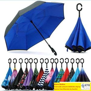 Umbrellas Reverse C Handle Umbrella Windproof Reverses Sunscreen Rain Protection Fold DoubleLayer Inverted Househol Brhome Otavn