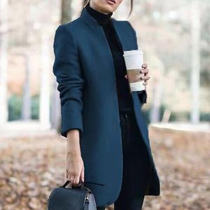 Pelliccia 2021 nuove donne cappotto di lana autunno inverno moda manica lunga stand collo giacche plus size S5XL solido vintage femminile cappotti caldi