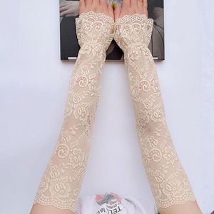 Knee Pads 1 Pair Summer Cooling Sun Protection Arm Sleeve Sexy Lace Floral Cover Women Elastic Driving Cycling Fingerless Gloves