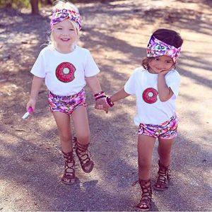 Family Matching Outfits Doughnut girl sisters friend child T-shirt cute girl summer top short sleeve white T-shirt funny party dress casual style G220519