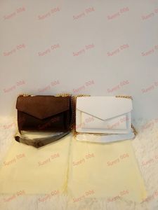 Braun-weiß bedruckte Umhängetasche mit doppelter Kette, Designer-Wechseltaschen mit mehreren Taschen, luxuriöse Umschlag-Geldbörsen