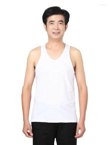 Men's Tank Tops Mature Men Cozy Basic Top Grey White U-Neck Sleeveless Tees Aged Man Casual Bottoming Clothings Four Seasons 2023