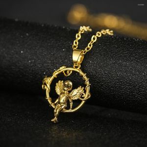 Pendant Necklaces Style Luxury Angel Baby Fashion Exquisite Lady Gold Color Necklace Charm Girl Birthday Party Jewelry Gifts