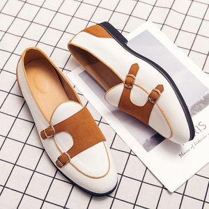 Casual Canvas Leather Brand Handgjorda Penny Loafers Män glider på lägenheter som kör klänningskor Vita gröna mockasiner