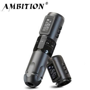 Máquina de tatuagem Ambition MARS-U profissional sem fio caneta máquina de tatuagem Curso ajustável 2-4 mm cartucho 1800mAh motor sem núcleo Tatuadores 230518