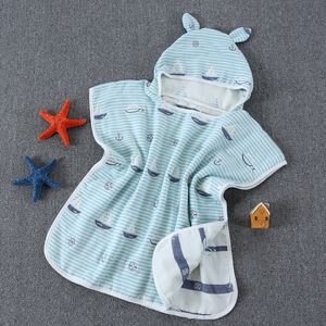 Creative Hooded Bathrobe Baby Boy Lovely Bath Handdukar 6 lager bekväma med söta tecknad mönster Multi -stil barnmantel handduk färg blandad mode ba013 b23