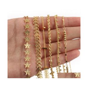 Chains Gold Wire Wrapped Rosary Chain Rec Round Star Stainless Steel Anklet For Bracelets Necklaces Making Diy Jewelry Drop Delivery Dhcvp