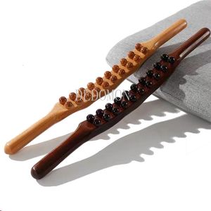 Back Massager 208 Beads Rolling Pin Universal Needle Massage Tendons Beech Wood Scraping Stick Point Treatment Guasha Relax Therapy Tool 230518