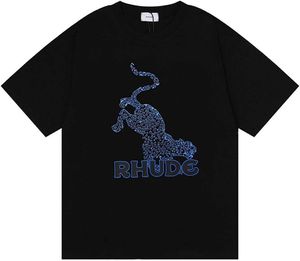 X Rhude Mens T Shirt Cotton Summer Fashion Leopard Shirts Classic T-Shirt Hip Hop Tee Retro Short Sleeve Top Clothing for Men Women