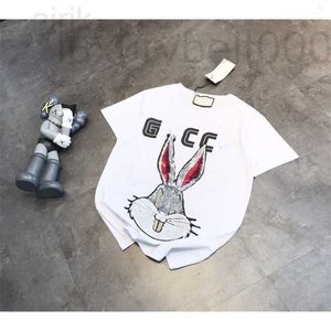 Damen-T-Shirt, Designer-Sommerexplosion, Chao Bugs Bunny, besticktes Pailletten-Kurzarm-T-Shirt für Männer und Frauen, lässig, locker, YUU7