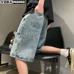 Mens Jeans High End Angustiado Denim Shorts Soltos Casual Capris Tendência Versátil Calças Verão Fina Pantalones Cortos Ropa Hombre 230519