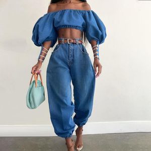 Jeans Fashion Denim Blue Mom Jeans Legs High Waist Corset Loose Feet Women Street Clothing Swag Shaped Bottom Pants Fall 2022 Y2k