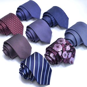 Neckband 100 Silke For Men Fashion Classic Jacquard Poots For Man Blue Navy Slitte Gift Party Stripe Suits Tie 230519