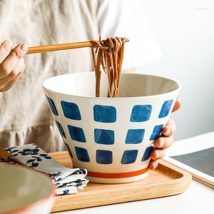 Miski ceramiczne ręcznie malowane japoński styl zimny makaron sałatkowy sałatka z zupa domowa duża pojemność Ramen Kitchen zastawa stołowa