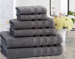 Premium 6Pcs Cotton Bath Towel Set - Soft & Absorbent Towels for Bathroom, Includes 1 Bath Towel, 2 Face Towels, and 3 Hand Towels