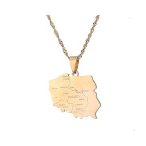 Pendant Necklaces Polska Map Poland City Name For Women Girls Jewelry Drop Delivery Pendants Dhy6P