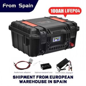 12V100AH ​​LIFEPO4 Bateria de bateria 120AH Bateria recarregável à prova d'água com PD USB BMS Borno de camping ao ar livre Backup