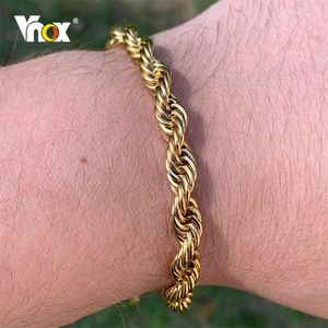 Chain Vnox Basic 2 3 4 5mm Stainless Steel Twisted Rope Bracelets for Men Women Wrist Christmas Gifts Jewelry Length Adjustable 230519