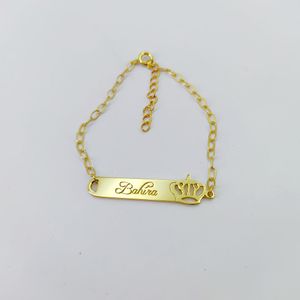 Chain Custom 925 sterling Silver Baby Name Bracelet Gold Bar Personalized Engraved Bangle born Children Infant 230519