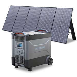 400W Güneş Paneli ile Allpowers Solar Jenerator R4000 4 x 4000W (6000W Surge) AC çıkışları 3600WH Taşınabilir Güç İstasyonu